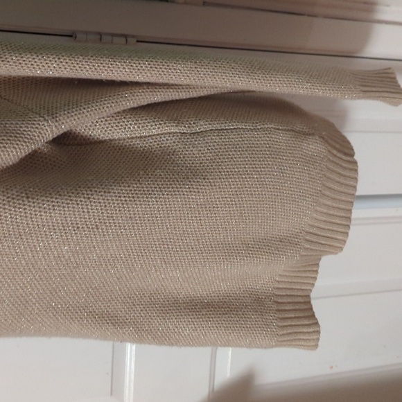 New York and Company Gold Shimmer Cowl Neck Sweater Large - Picture 3 of 12